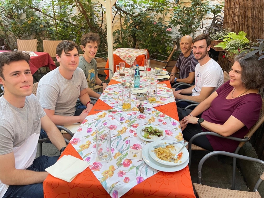 Students and alumni of our engineering-German dual degree program enjoying dinner in Freiburg, Germany.