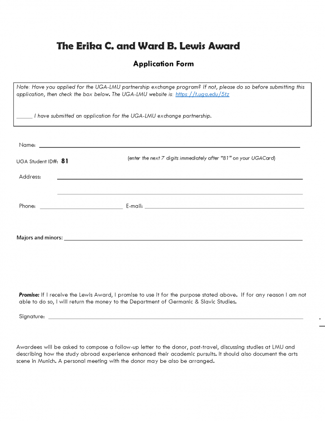 Page 2 of the Lewis Award Application