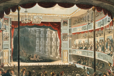 Image of a historic Russian theater during a performance